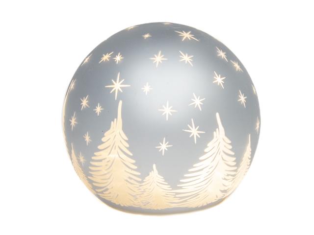 4.3" LED GLASS GLOBE DECOR (CHRISTMAS TREE - SILVER)